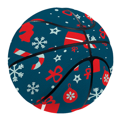 Christmas Holiday Elements Pattern Print Basketball