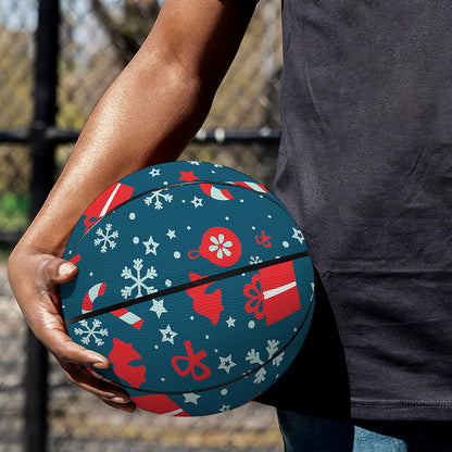 Christmas Holiday Elements Pattern Print Basketball