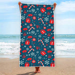 Christmas Holiday Elements Pattern Print Beach Towel