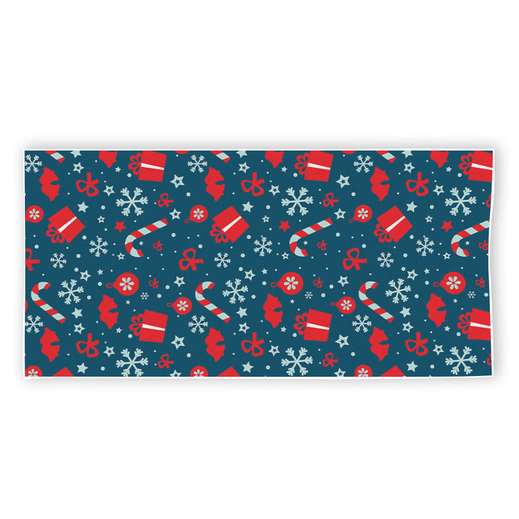Christmas Holiday Elements Pattern Print Beach Towel