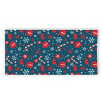 Christmas Holiday Elements Pattern Print Beach Towel