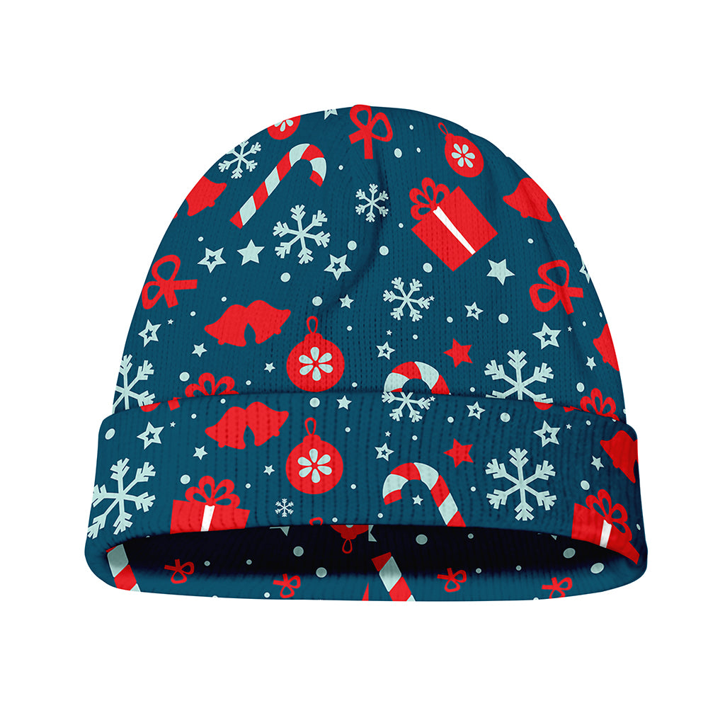 Christmas Holiday Elements Pattern Print Beanie
