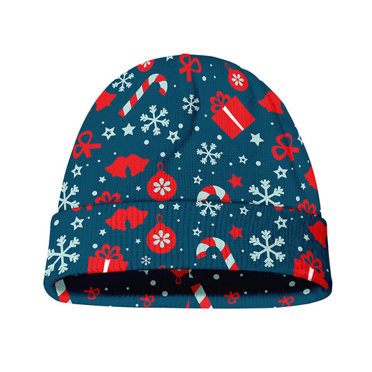 Christmas Holiday Elements Pattern Print Beanie