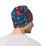 Christmas Holiday Elements Pattern Print Beanie