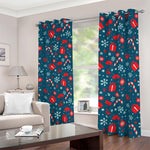 Christmas Holiday Elements Pattern Print Blackout Grommet Curtains
