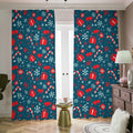 Christmas Holiday Elements Pattern Print Dimout Pencil Pleat Curtains
