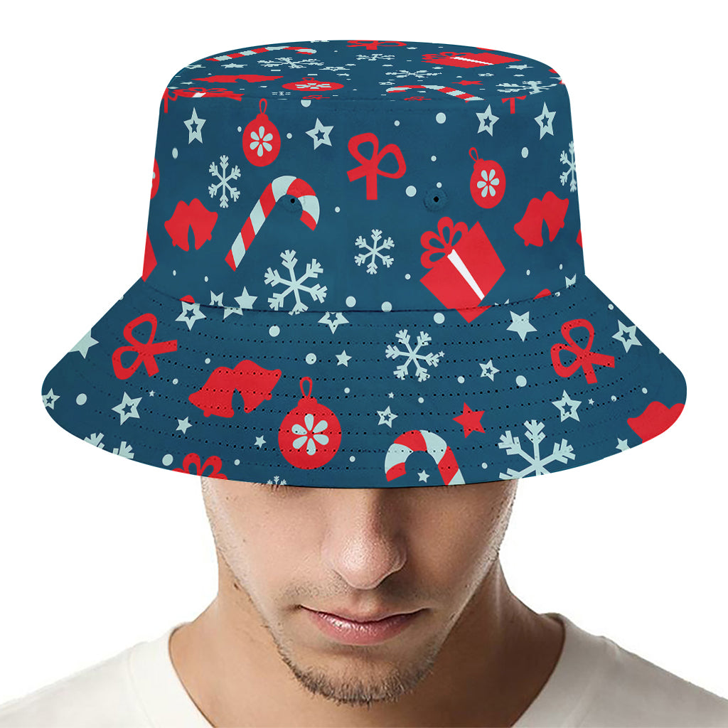 Christmas Holiday Elements Pattern Print Bucket Hat