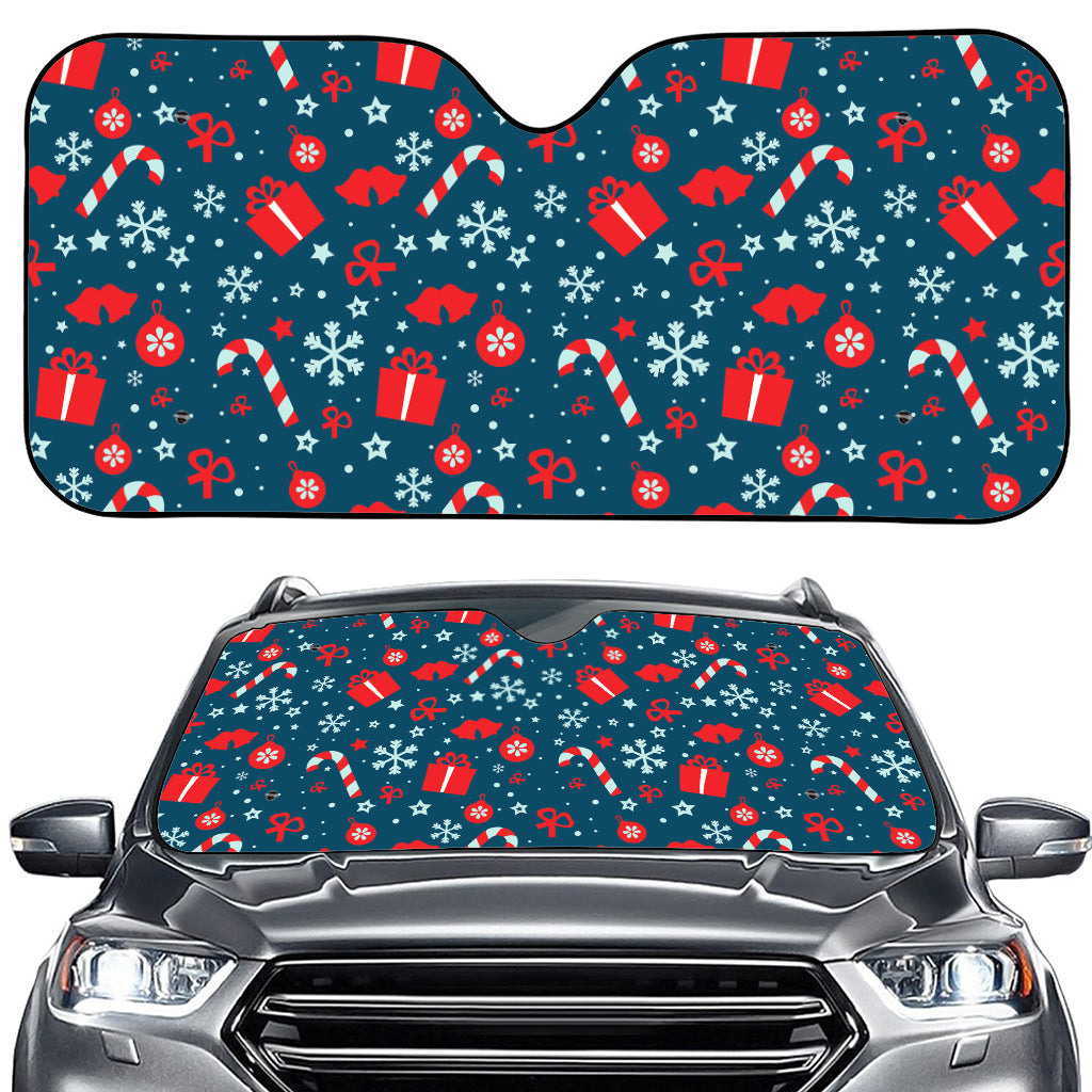 Christmas Holiday Elements Pattern Print Car Windshield Sun Shade