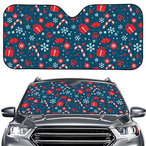 Christmas Holiday Elements Pattern Print Car Windshield Sun Shade