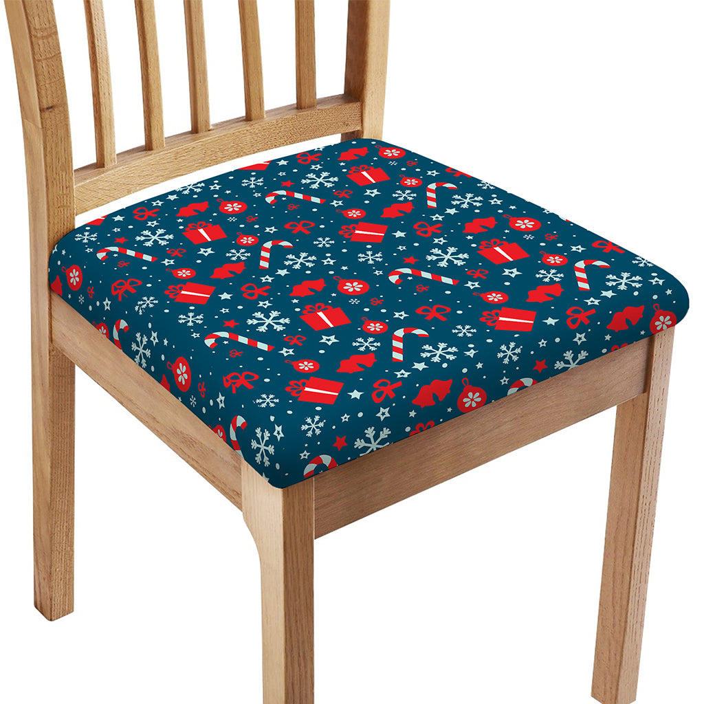 Christmas Holiday Elements Pattern Print Chair Cushion Cover