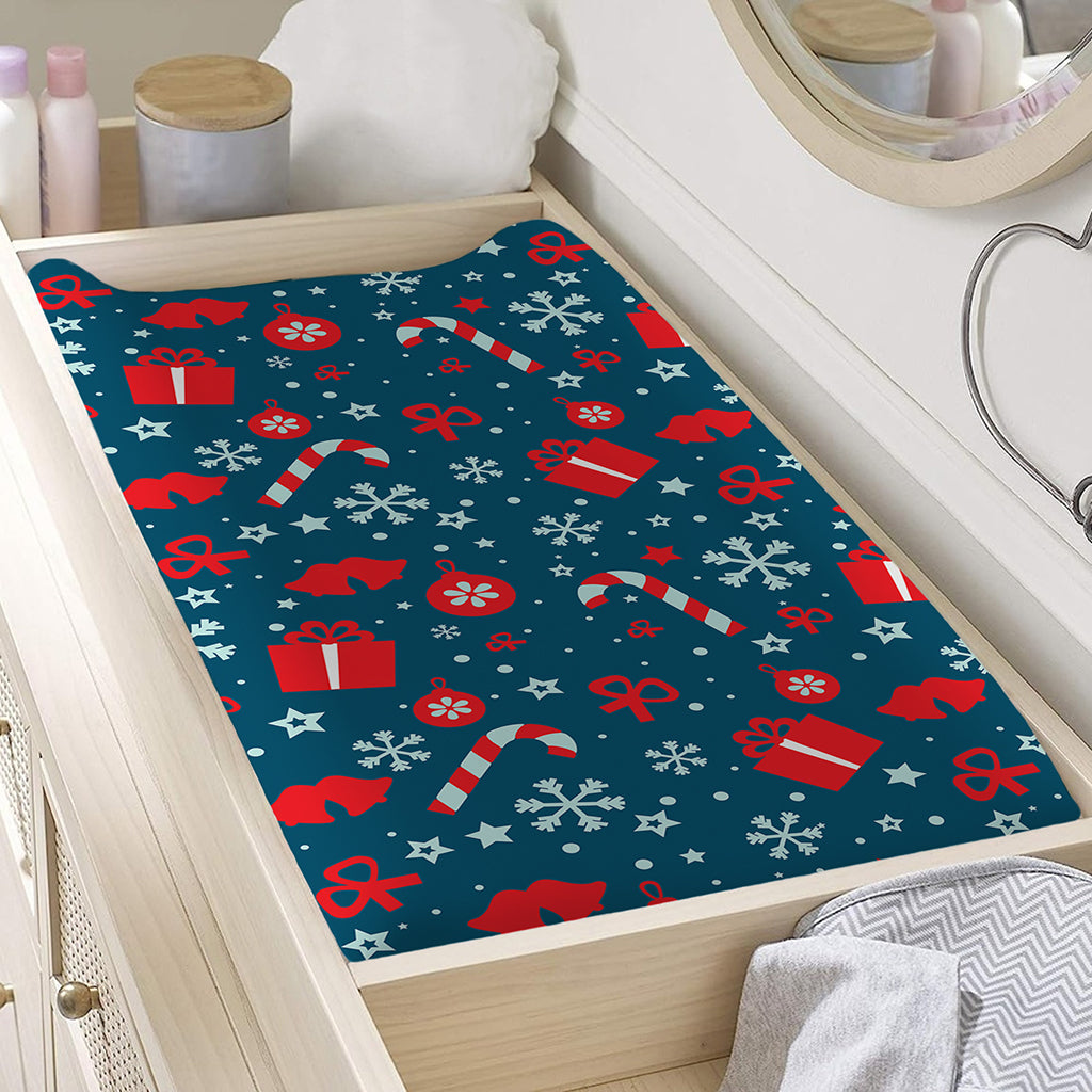 Christmas Holiday Elements Pattern Print Changing Pad Cover
