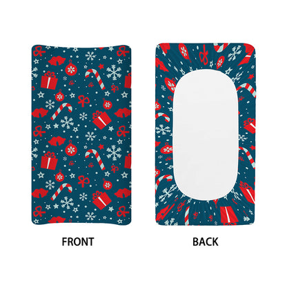 Christmas Holiday Elements Pattern Print Changing Pad Cover