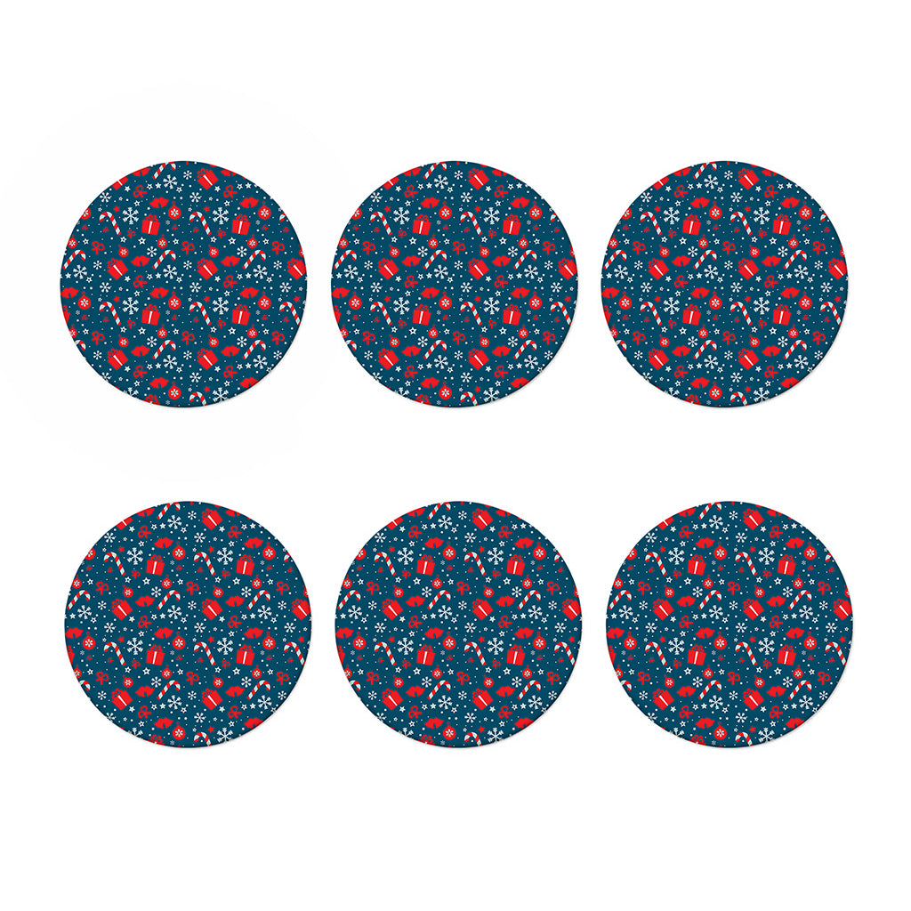 Christmas Holiday Elements Pattern Print Coaster Set