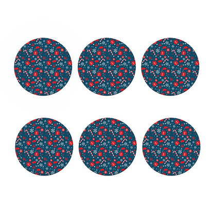 Christmas Holiday Elements Pattern Print Coaster Set