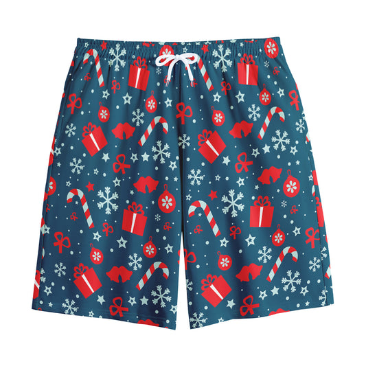 Christmas Holiday Elements Pattern Print Cotton Shorts