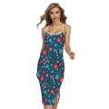 Christmas Holiday Elements Pattern Print Cross Back Cami Dress