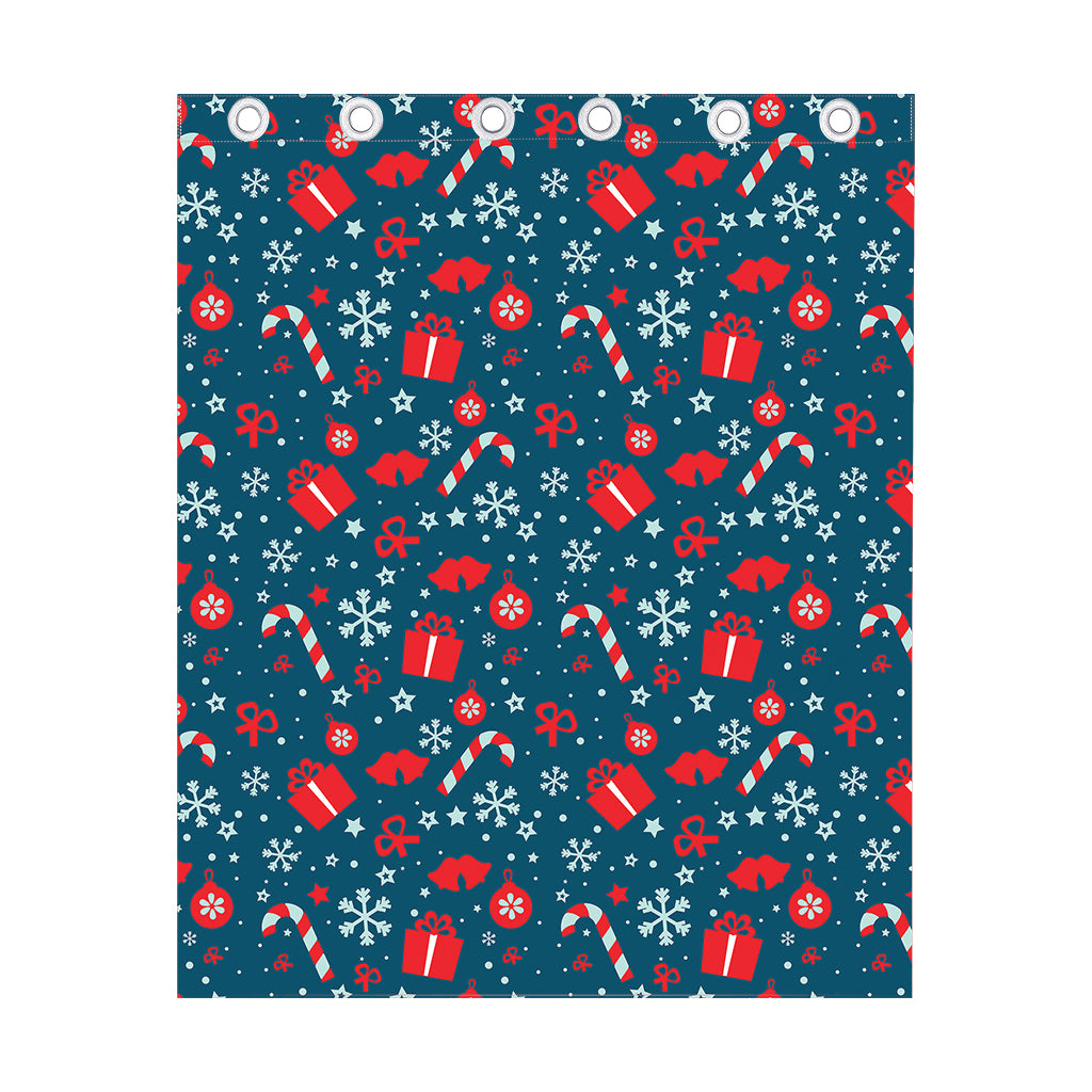 Christmas Holiday Elements Pattern Print Curtain