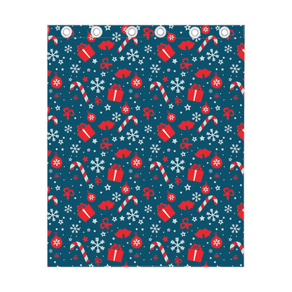 Christmas Holiday Elements Pattern Print Curtain