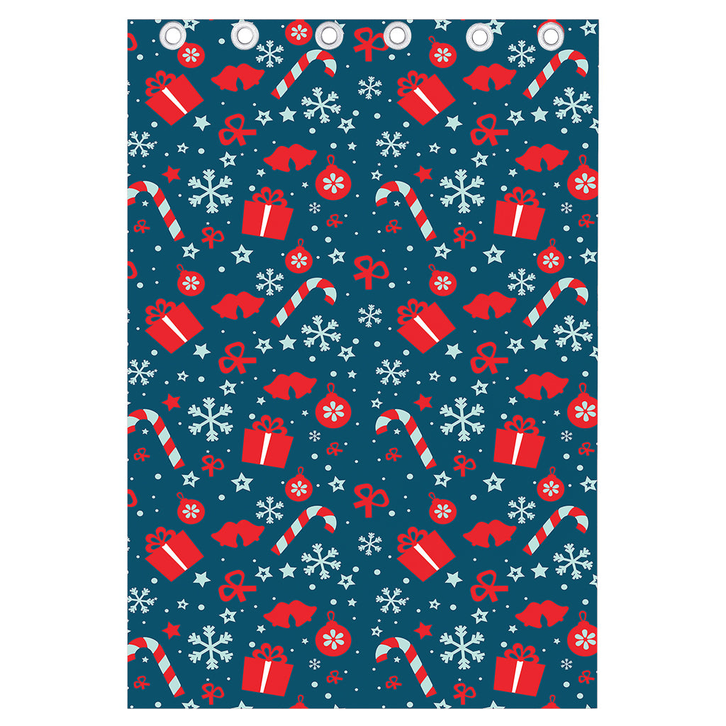 Christmas Holiday Elements Pattern Print Curtain