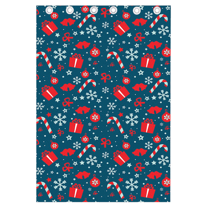 Christmas Holiday Elements Pattern Print Curtain