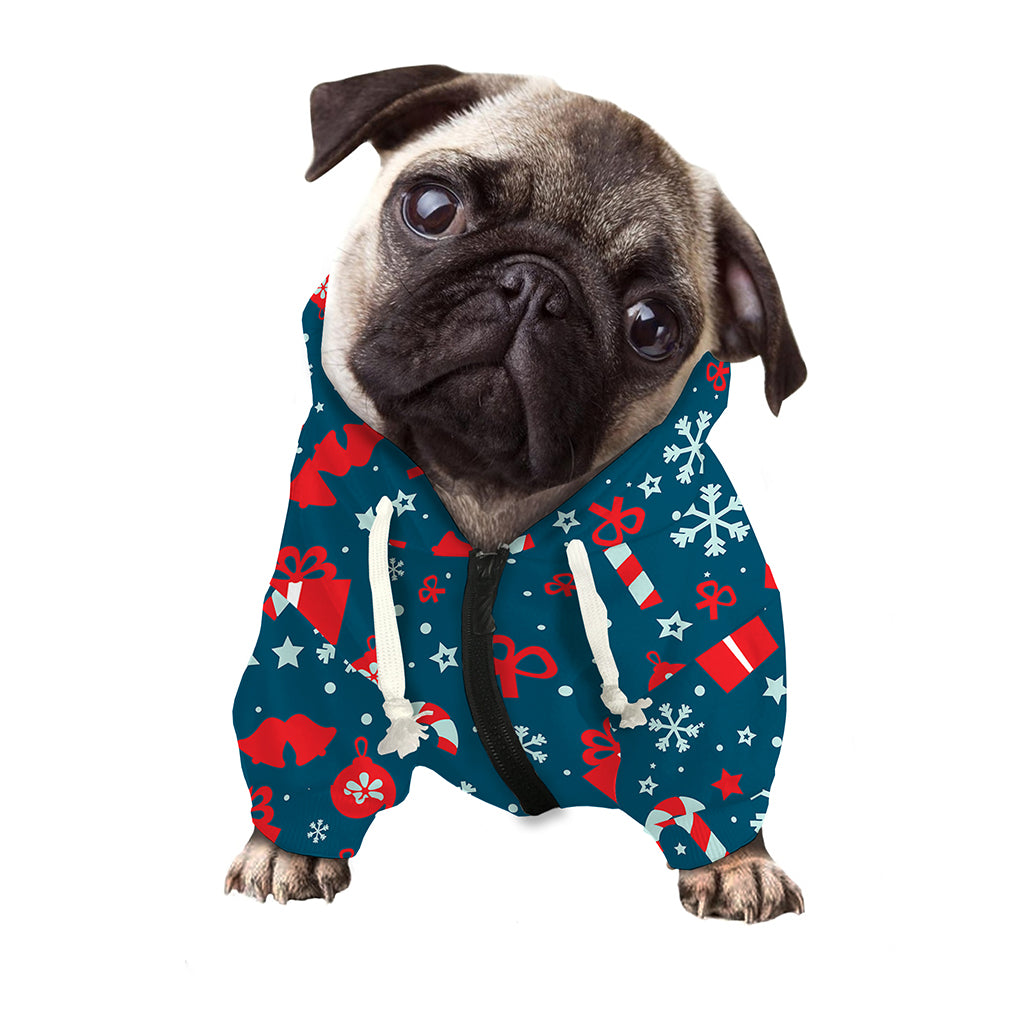 Christmas Holiday Elements Pattern Print Dog Zip Up Hoodie