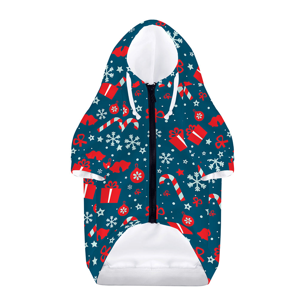 Christmas Holiday Elements Pattern Print Dog Zip Up Hoodie