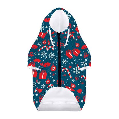 Christmas Holiday Elements Pattern Print Dog Zip Up Hoodie