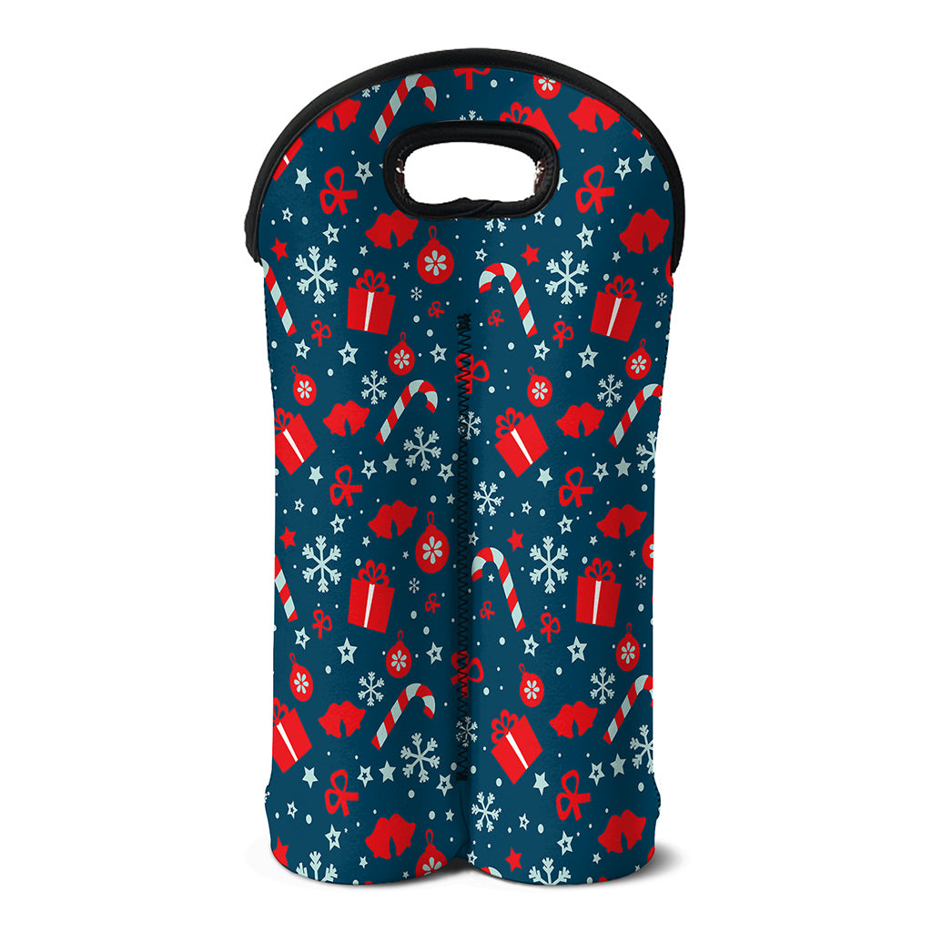 Christmas Holiday Elements Pattern Print Double Neoprene Wine Tote