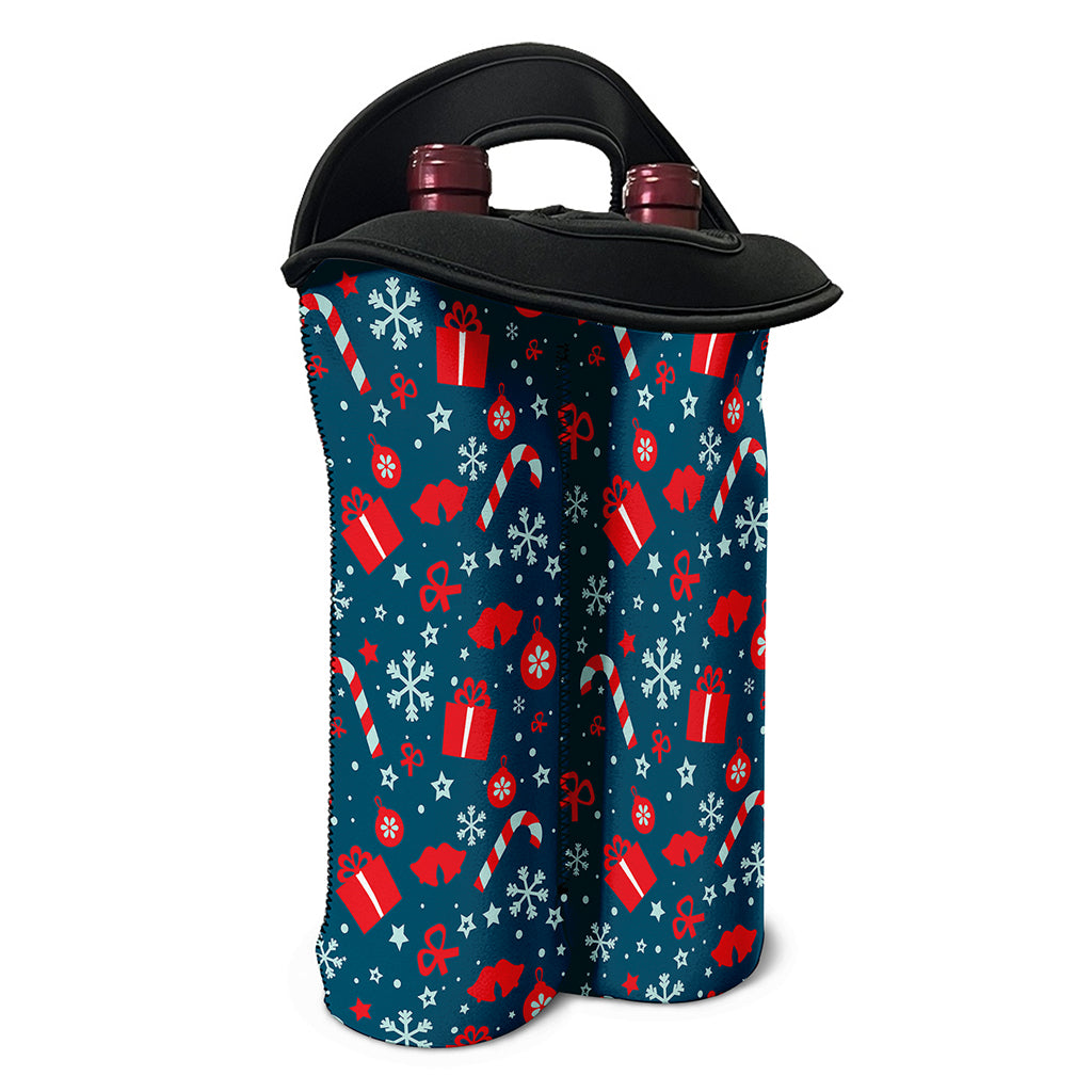 Christmas Holiday Elements Pattern Print Double Neoprene Wine Tote
