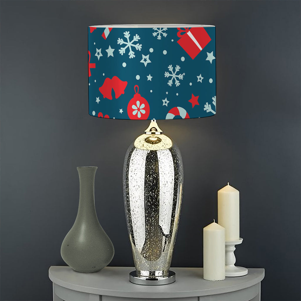 Christmas Holiday Elements Pattern Print Drum Lamp Shade