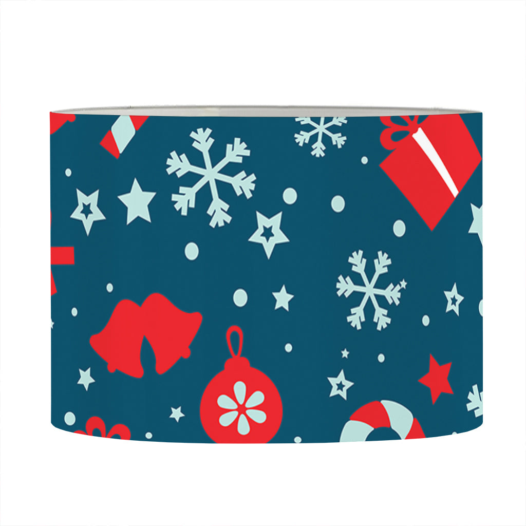 Christmas Holiday Elements Pattern Print Drum Lamp Shade