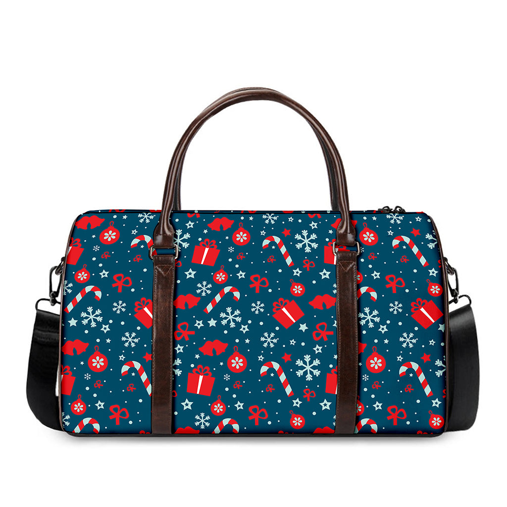 Christmas Holiday Elements Pattern Print Duffle Bag