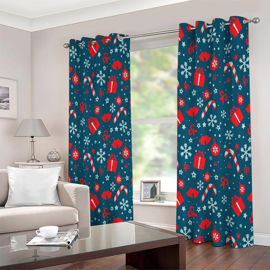 Christmas Holiday Elements Pattern Print Extra Wide Grommet Curtains