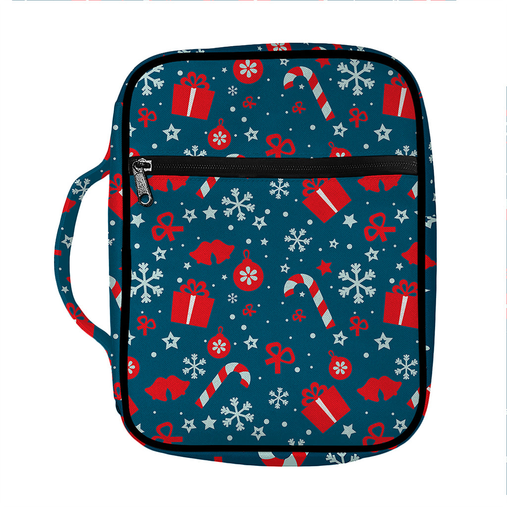 Christmas Holiday Elements Pattern Print Front Pocket Bible Bag