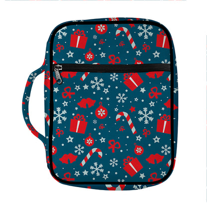 Christmas Holiday Elements Pattern Print Front Pocket Bible Bag
