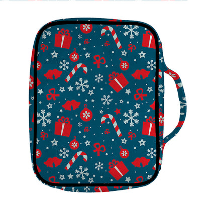 Christmas Holiday Elements Pattern Print Front Pocket Bible Bag