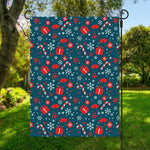 Christmas Holiday Elements Pattern Print Garden Flag