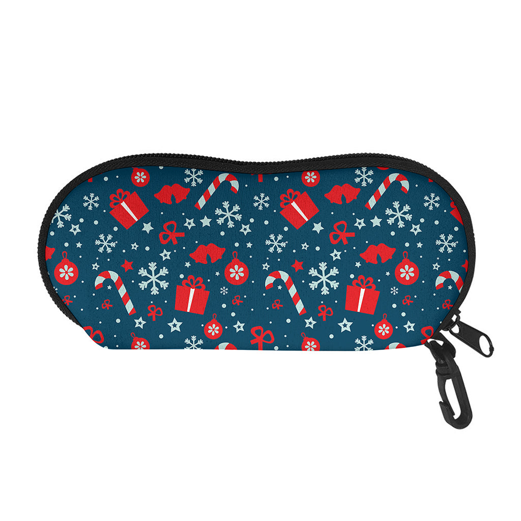 Christmas Holiday Elements Pattern Print Glasses Case