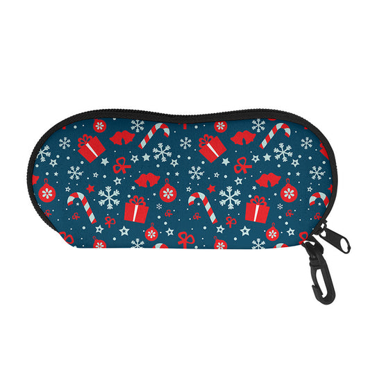 Christmas Holiday Elements Pattern Print Glasses Case