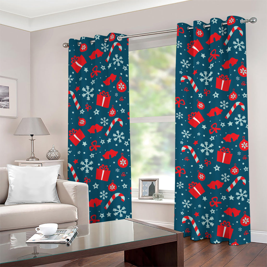 Christmas Holiday Elements Pattern Print Grommet Curtains