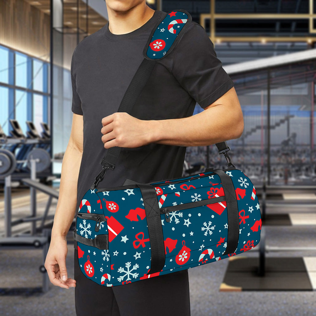 Christmas Holiday Elements Pattern Print Gym Bag