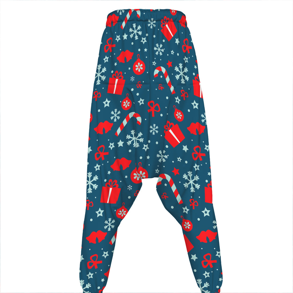 Christmas Holiday Elements Pattern Print Hammer Pants
