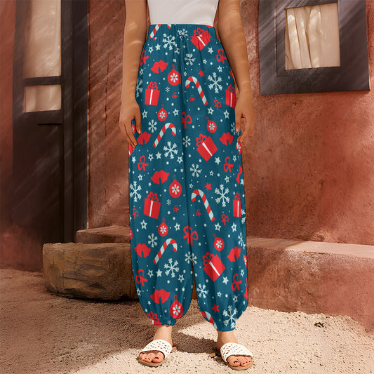 Christmas Holiday Elements Pattern Print Harem Pants