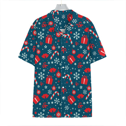 Christmas Holiday Elements Pattern Print Hawaiian Shirt