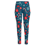 Christmas Holiday Elements Pattern Print High-Waisted Pocket Leggings