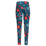 Christmas Holiday Elements Pattern Print High-Waisted Pocket Leggings