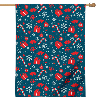 Christmas Holiday Elements Pattern Print House Flag