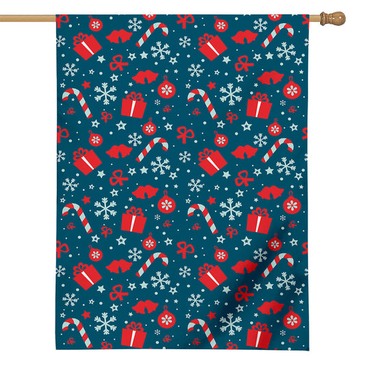 Christmas Holiday Elements Pattern Print House Flag