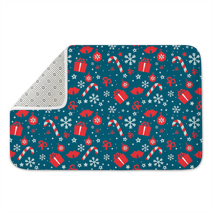 Christmas Holiday Elements Pattern Print Indoor Door Mat