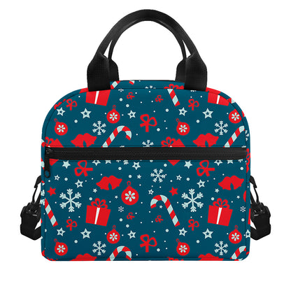 Christmas Holiday Elements Pattern Print Insulated Lunch Bag